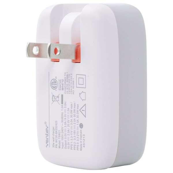 30W PD PPS USB C Wall Charger, White